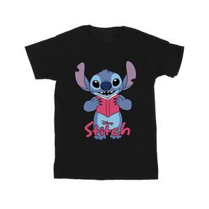 Lilo & Stitch Boys Reading Standing Cotton T-Shirt / Black